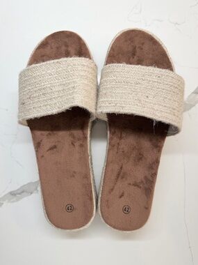 🤍 Boho Neutral Espadrille Slide Sandals | EU 42 | NWOT